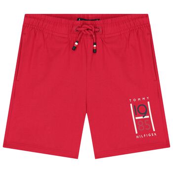 Boys Red Varsity Logo Jersey Shorts