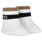 White Logo Hat & Booties Baby Gift Set, 1, hi-res