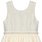 Girls Ivory & Gold Pearl Dress, 1, hi-res
