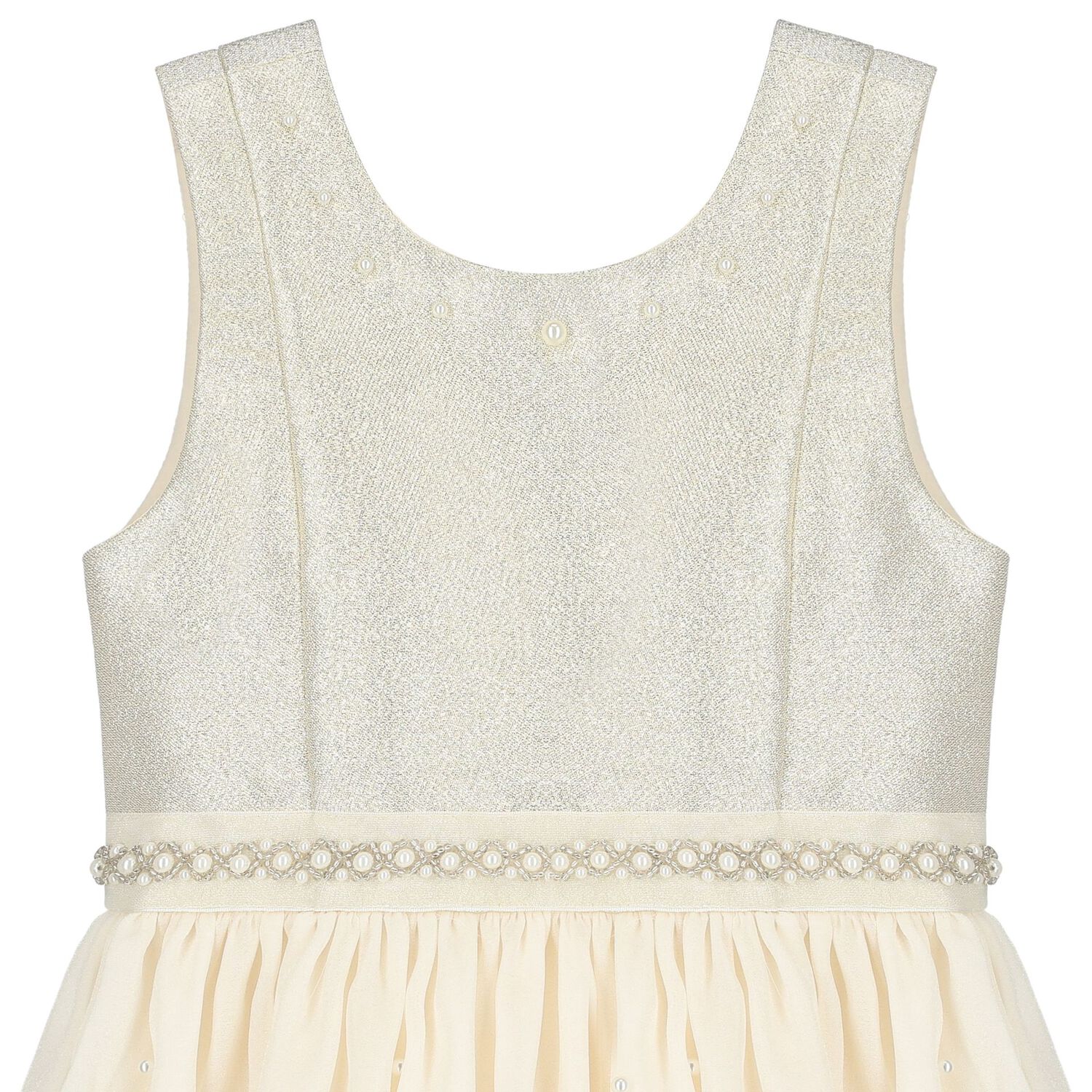 Girls Ivory & Gold Pearl Dress, 1, hi-res image number null