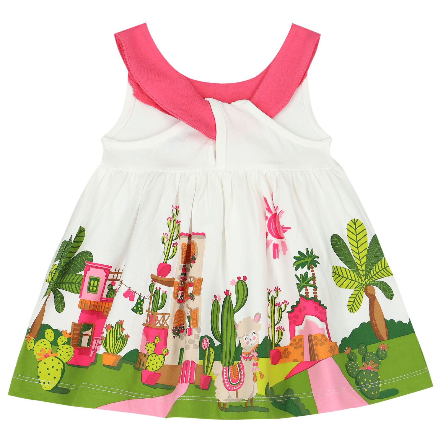 Younger Girls White Flared Dress, 1, hi-res image number null