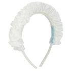 Girls White Ruffled Headband, 1, hi-res