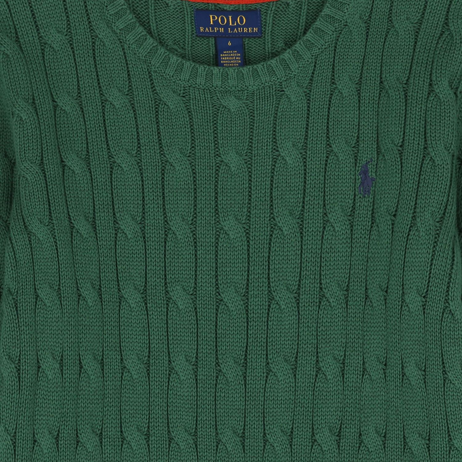 Boys Green Logo Cable Knit Sweatshirt, 2, hi-res