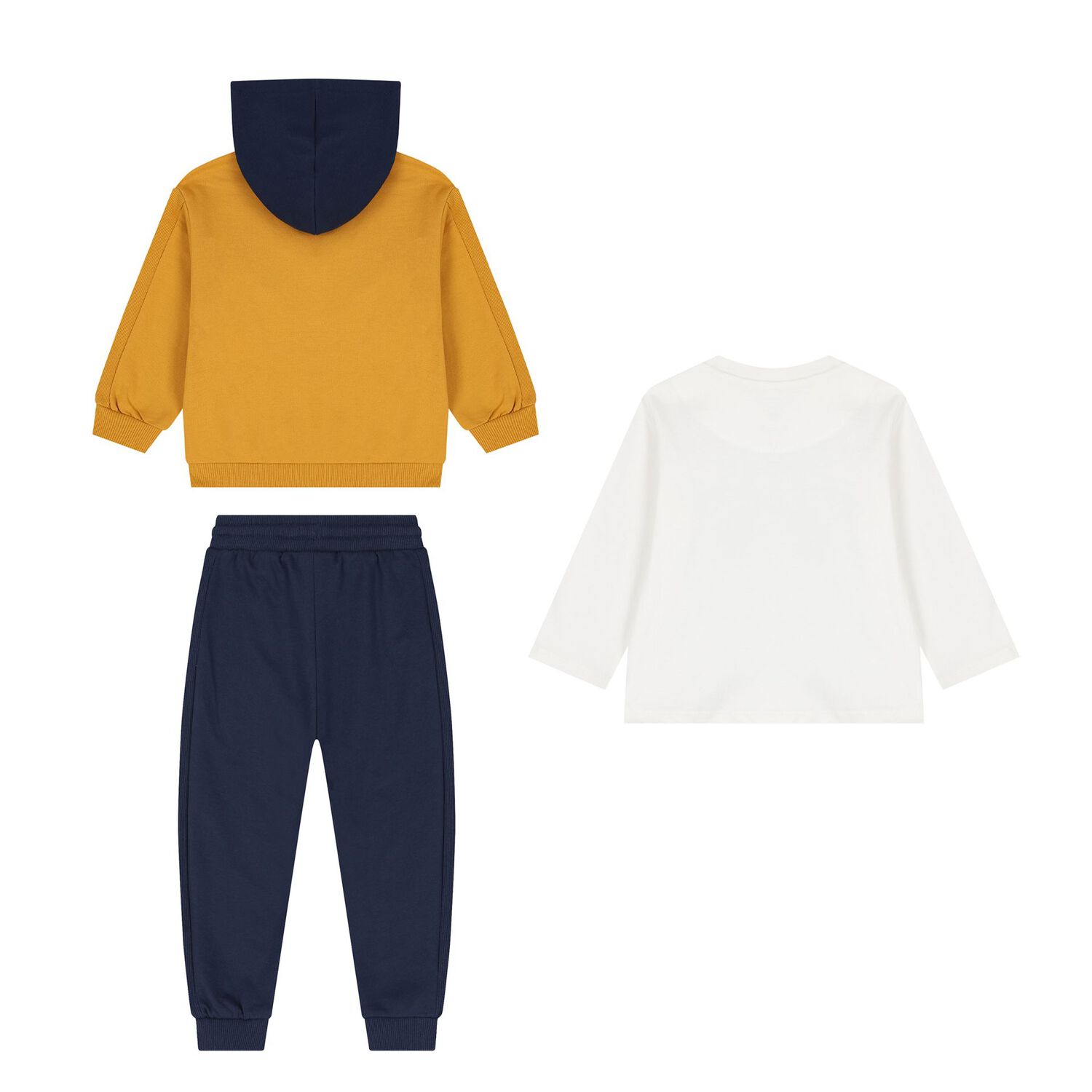 Younger Boys Ivory, Yellow & Navy Blue Teddy Bear Tracksuit Set (3 Piece), 1, hi-res