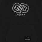 Younger Boys Black Logo Hooded Top, 1, hi-res