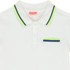 Boys White Pique Polo Shirt, 1, hi-res