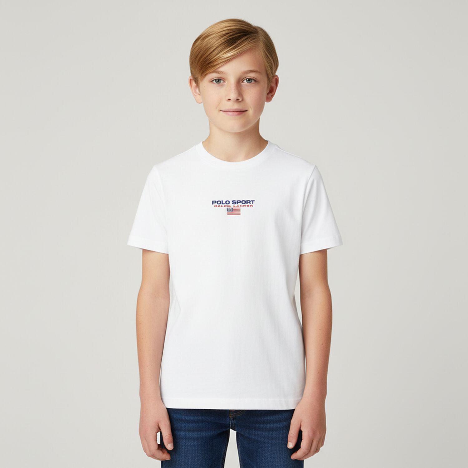 Boys White Logo T-Shirt, 3, hi-res