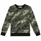 Boys Green Camouflage Sweatshirt, 1, hi-res