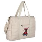 Beige Teddy Bear Logo Quilted Baby Changing Bag, 1, hi-res