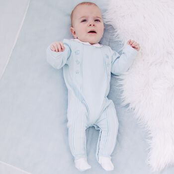 Baby Boys Blue Pintuck Babygrow 