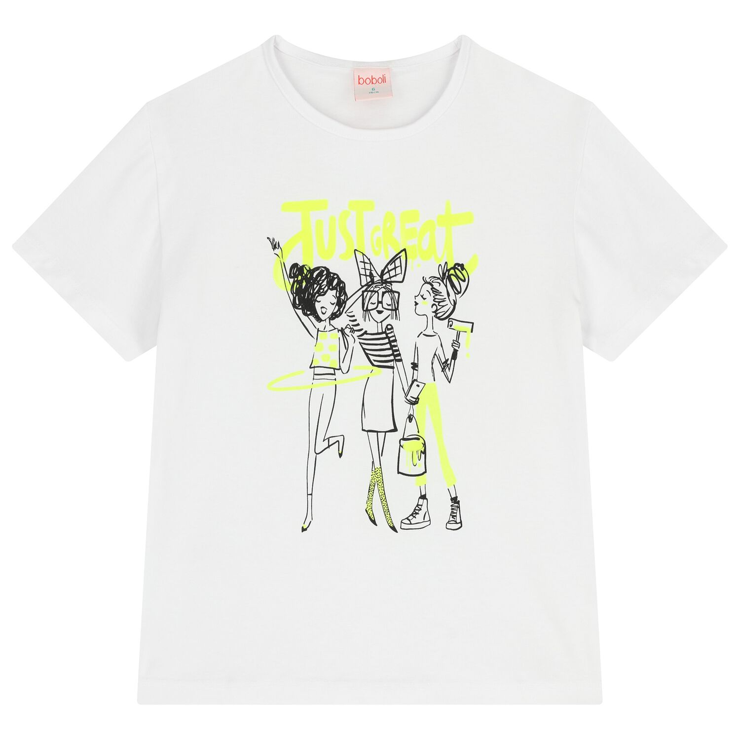 Girls White & Neon Green T-Shirt, 1, hi-res