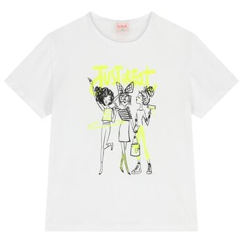 Girls White & Neon Green T-Shirt