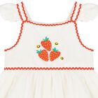 Younger Girls Ivory Strawberry Dress, 1, hi-res