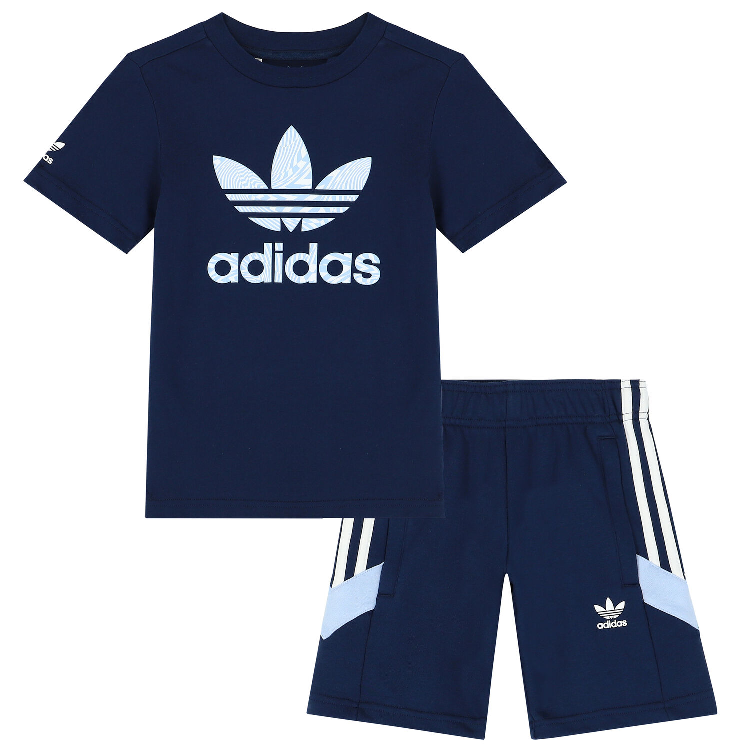 Boys Navy Blue Logo Short Set, 2, hi-res