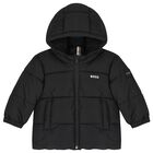 Younger Boys Black Logo Puffer Jacket, 1, hi-res