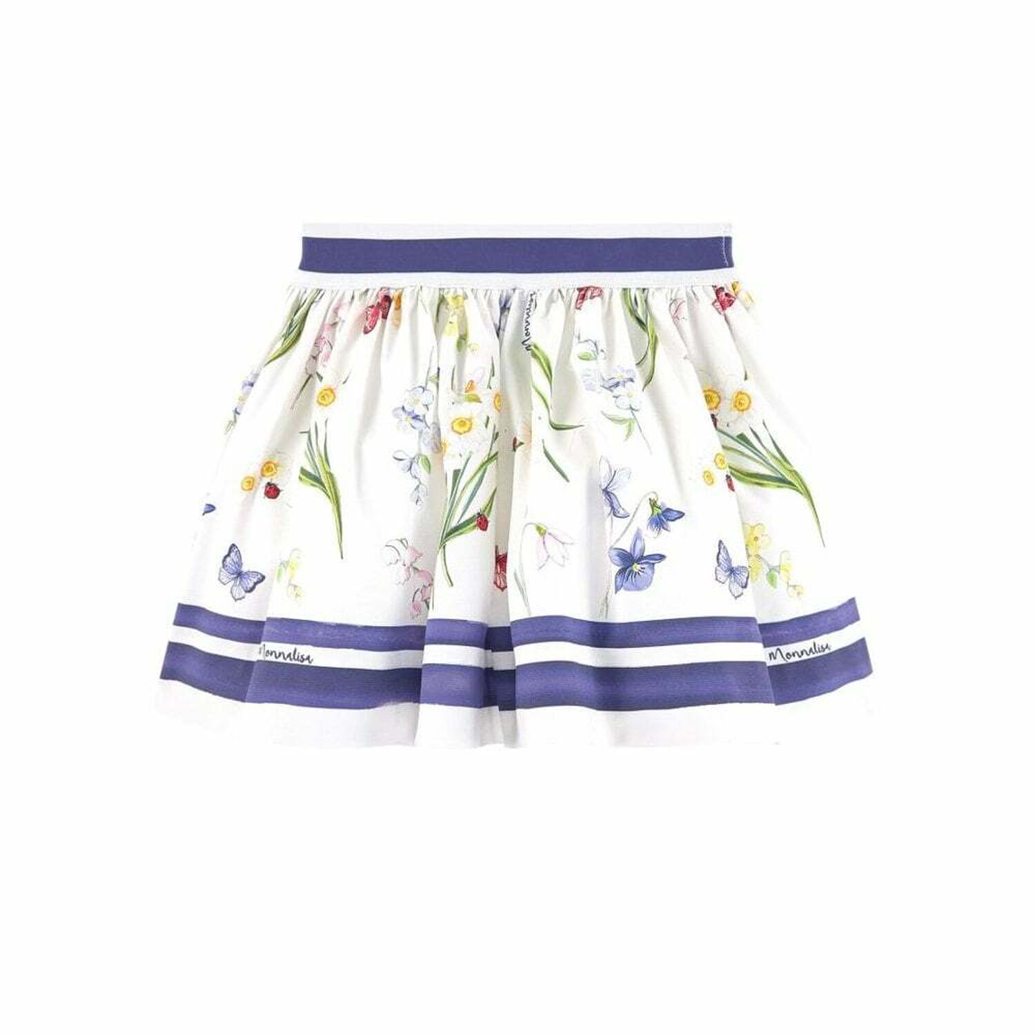 Girls White Floral Cotton Skirt, 1, hi-res image number null