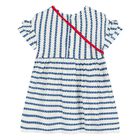 Younger Girls White & Blue Heart Dress & Bag Set, 1, hi-res