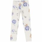 Girls Purple & Beige Floral Leggings Set, 1, hi-res