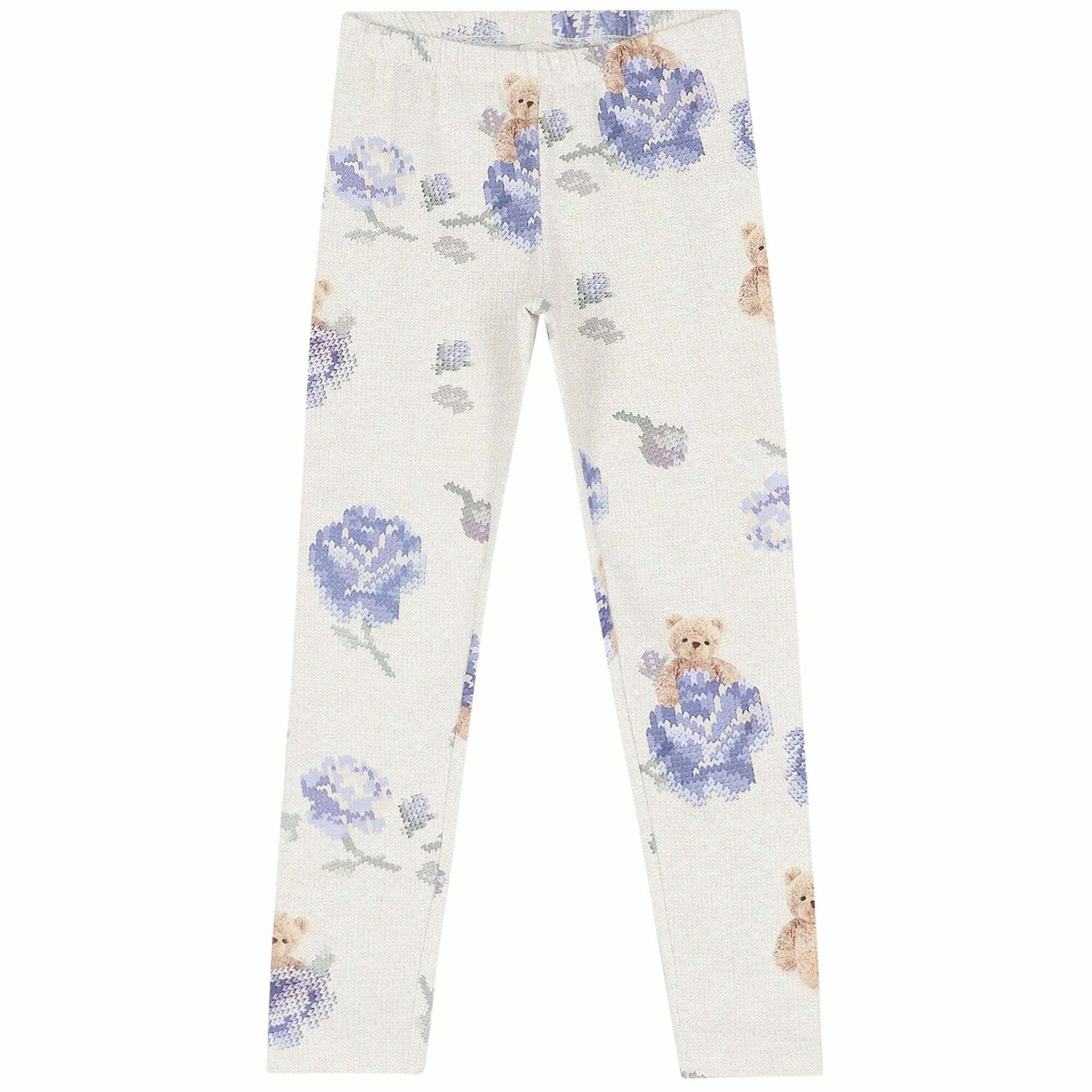 Girls Purple & Beige Floral Leggings Set, 1, hi-res