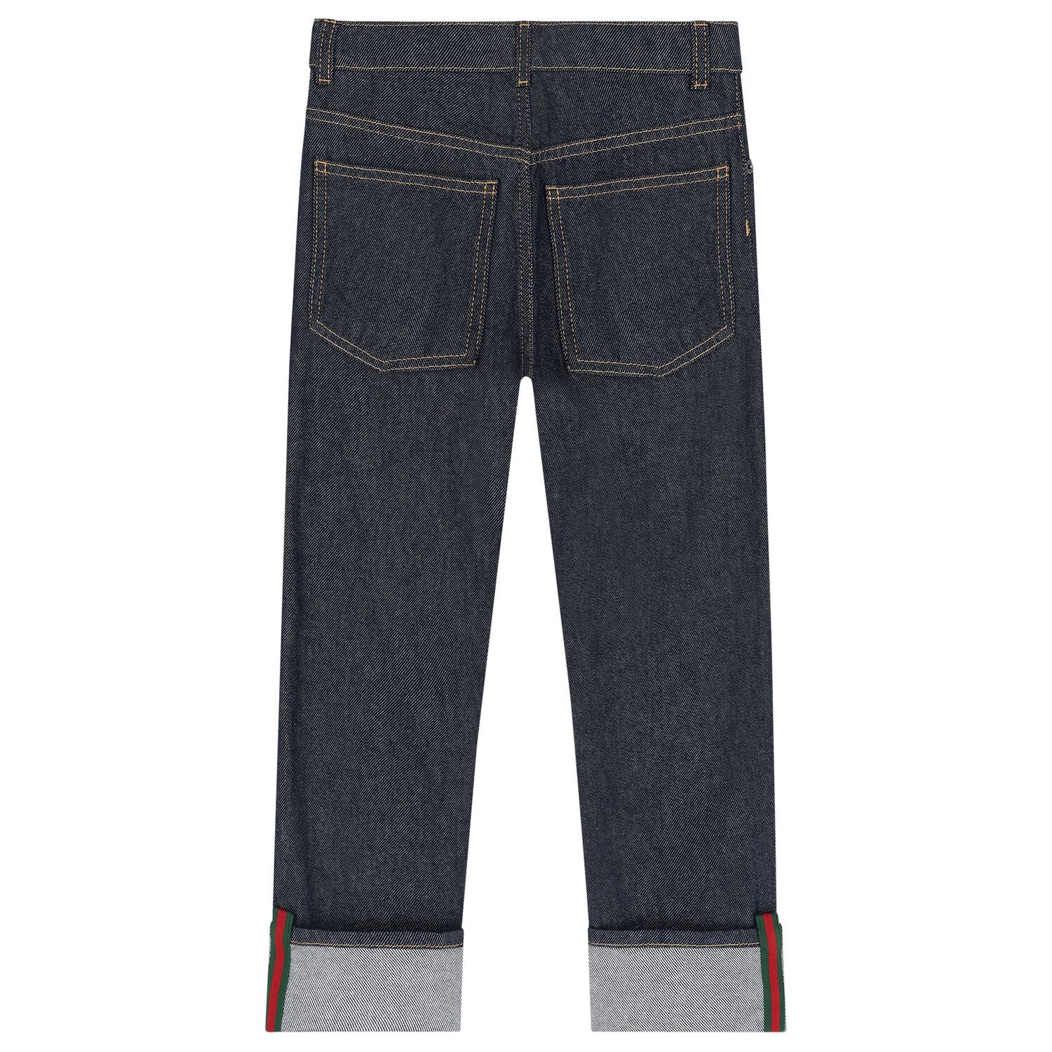 Boys Navy Blue Web Striped Denim Jeans, 1, hi-res