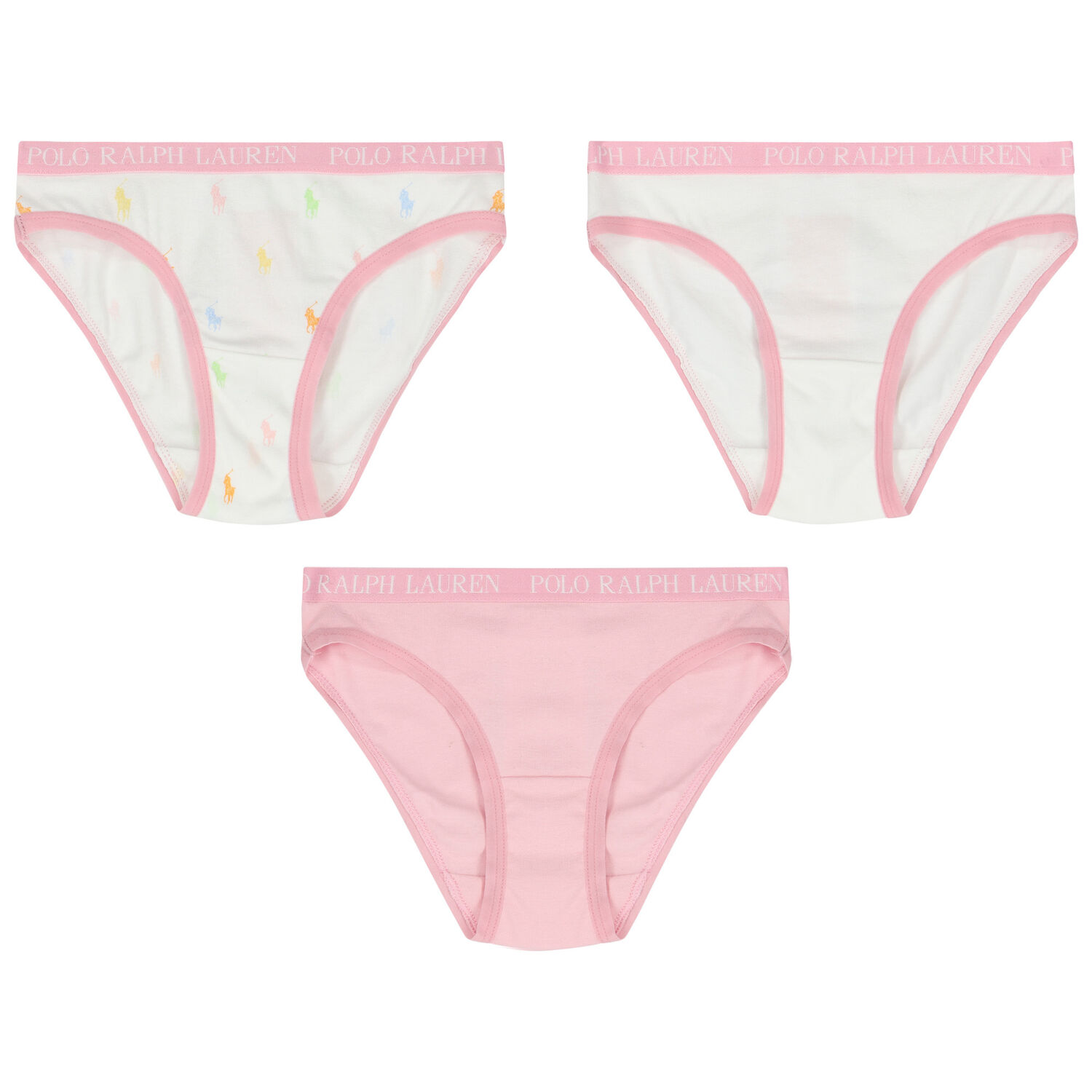 Girls Pink & White Bikini Brief ( 3-Pack ), 1, hi-res image number null