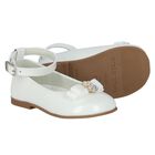 Younger Girls White Ballerina Bow Shoes, 1, hi-res
