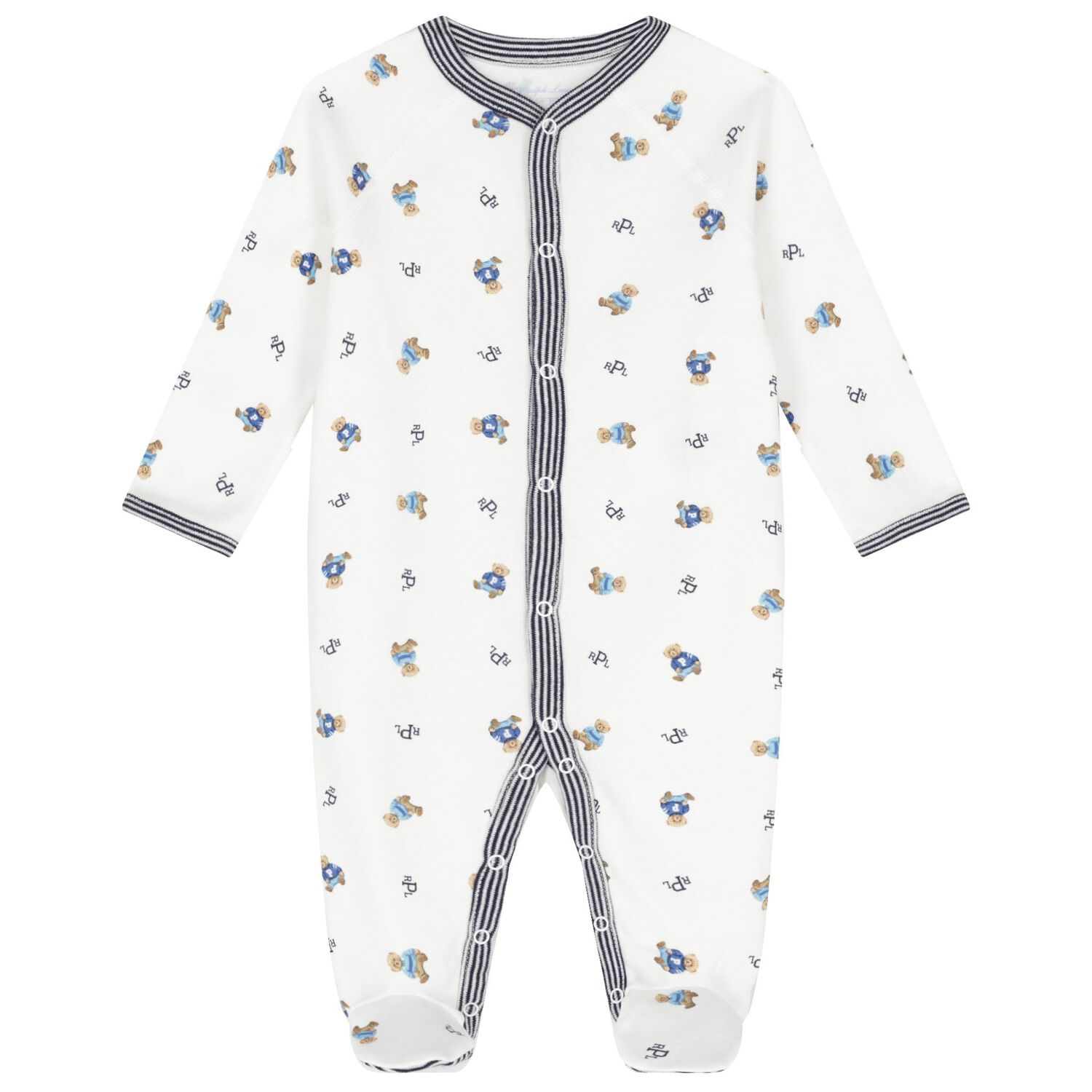 Baby Boys White & Navy Blue Logo Babygrow Gift Set, 1, hi-res