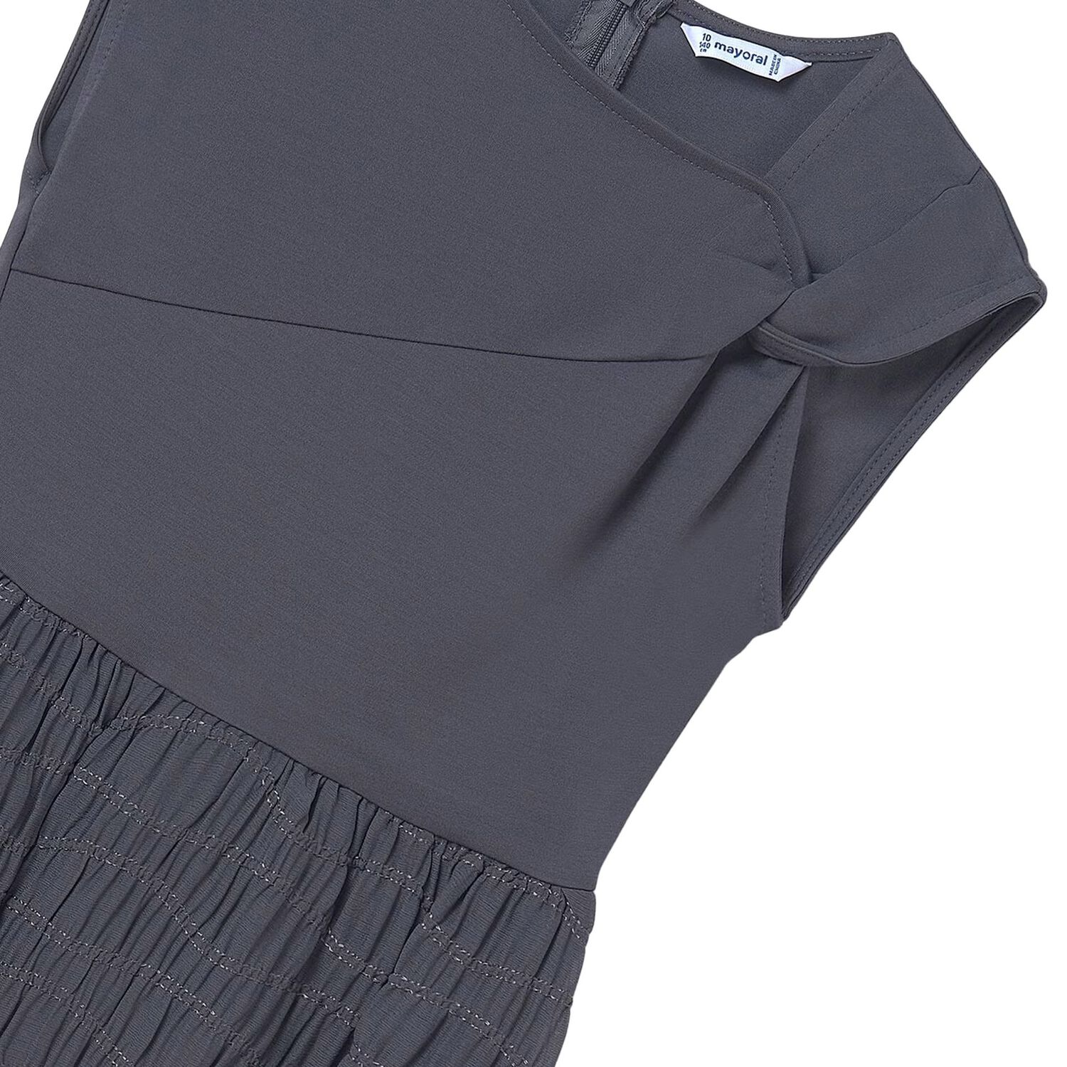 Girls Grey Bubble Hem Dress, 2, hi-res