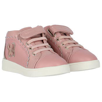 Younger Girls Pink Butterfly Trainers