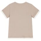 Boys Beige & White Logo T-Shirt, 1, hi-res