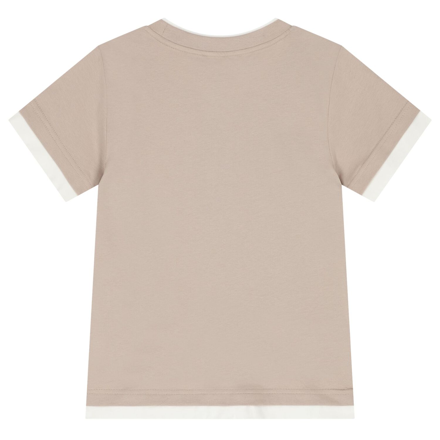 Boys Beige & White Logo T-Shirt, 1, hi-res