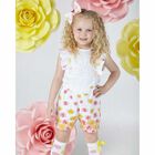 Girls White Rose Print Playsuit, 1, hi-res