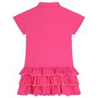 Girls Pink Flower Polo Dress, 1, hi-res