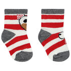 Baby Boys White, Grey & Red Socks ( 3-Pack ), 1, hi-res