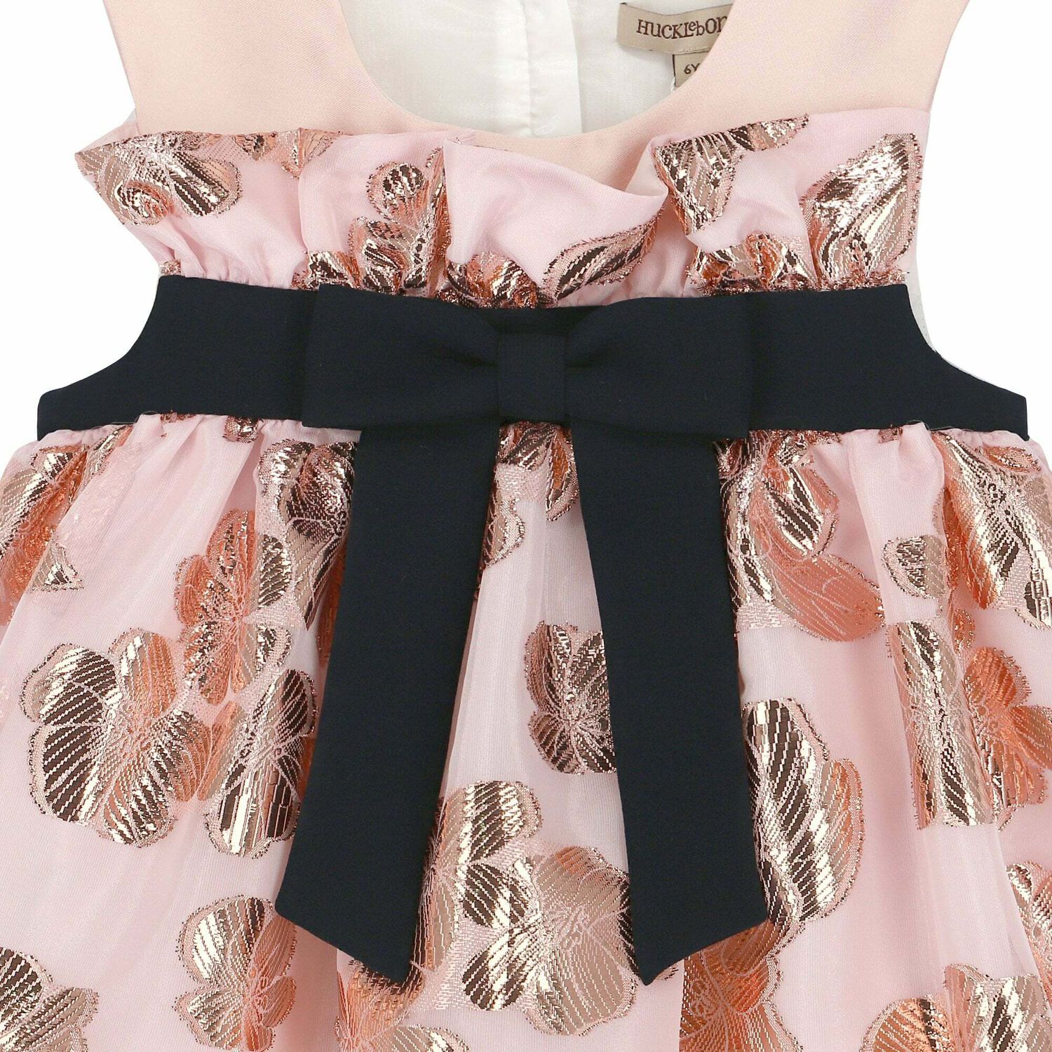 Girls Pink & Rose Gold Brocade Dress, 1, hi-res image number null