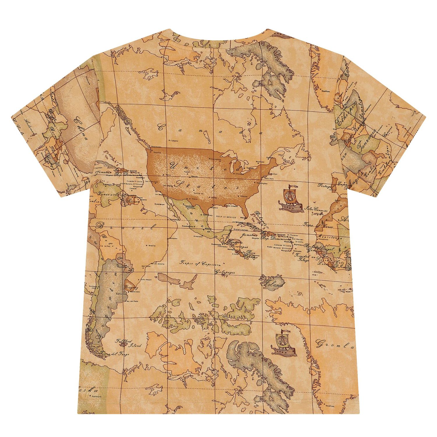 Boys Beige Geo Map T-Shirt, 1, hi-res
