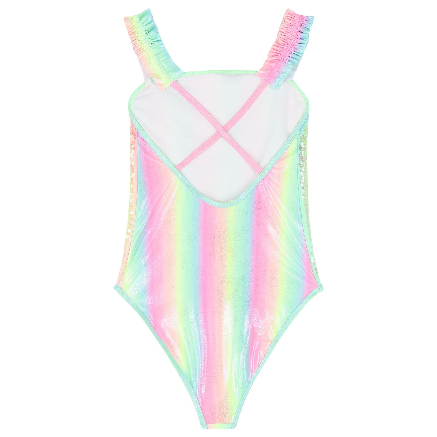 Girls Rainbow Embellished Swimsuit, 1, hi-res