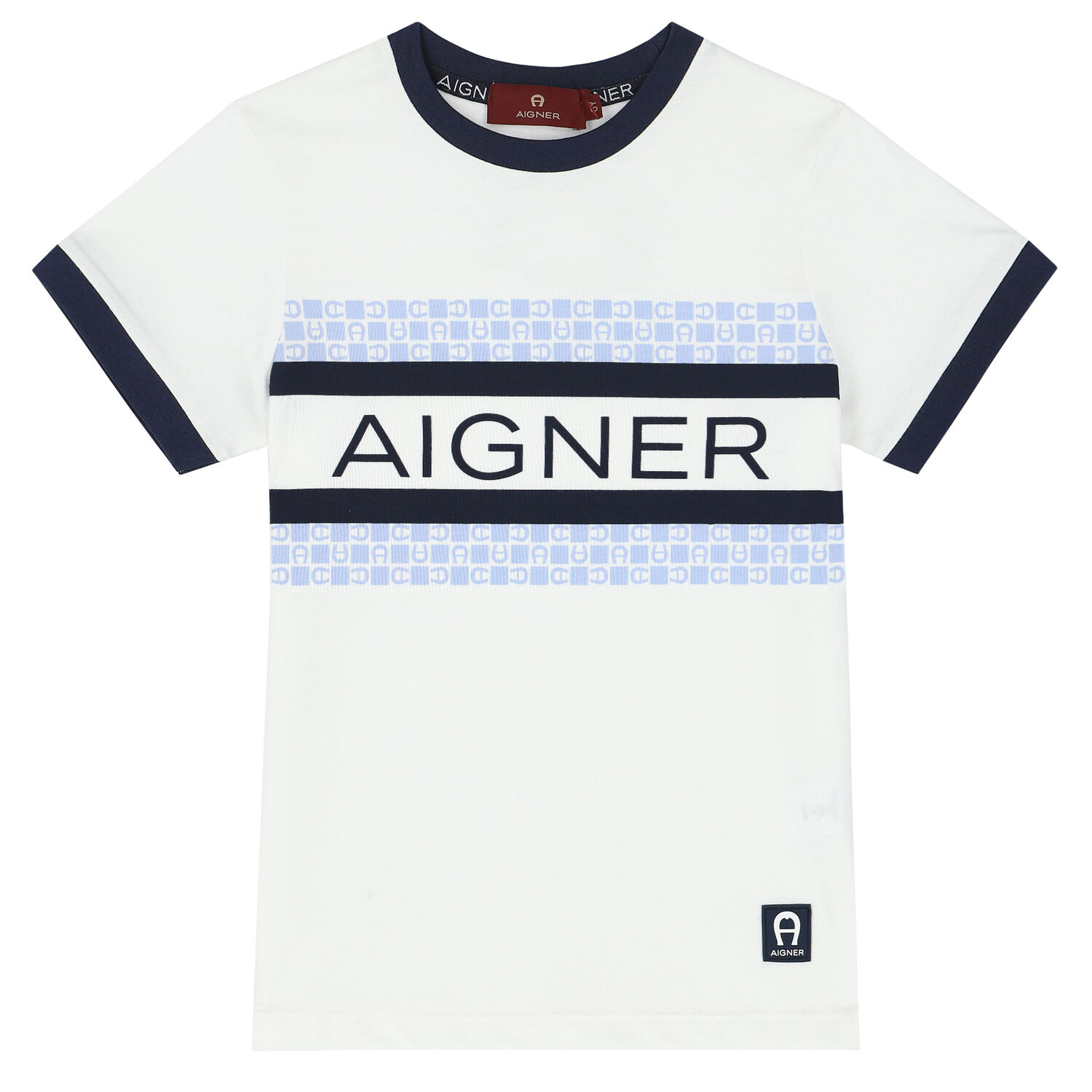 Boys White & Navy Logo T-Shirt, 1, hi-res