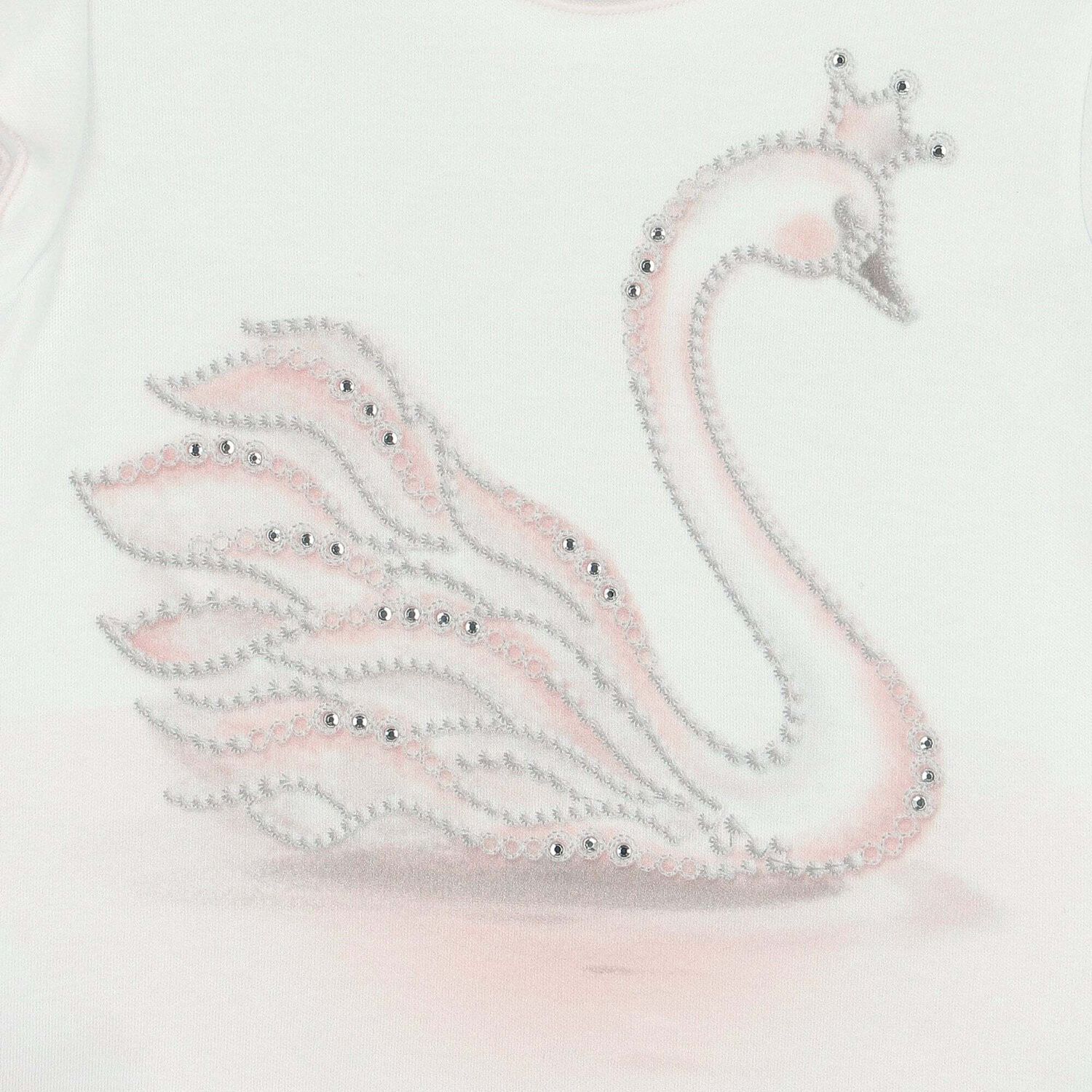 Baby Girls White & Pink Romper, 1, hi-res