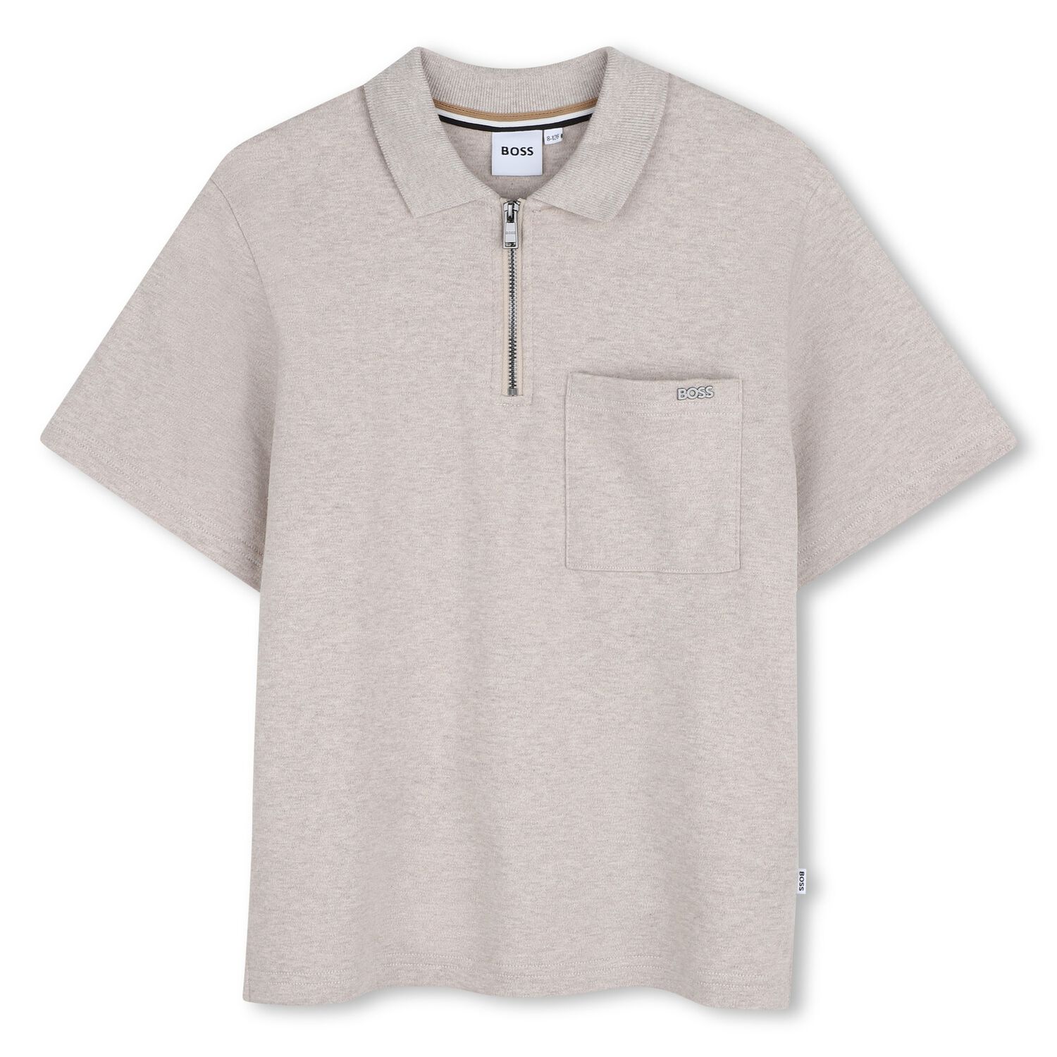 Boys Beige Logo Polo Shirt, 1, hi-res
