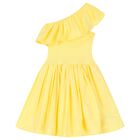 Girls Yellow Asymmetric Dress, 3, hi-res