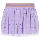 Girls Lilac Tulle Diamante Skirt, 1, hi-res