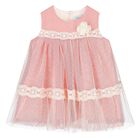 Younger Girls Ivory & Red Tulle Dress, 1, hi-res