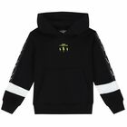 Boys Black Logo Hooded Top, 1, hi-res