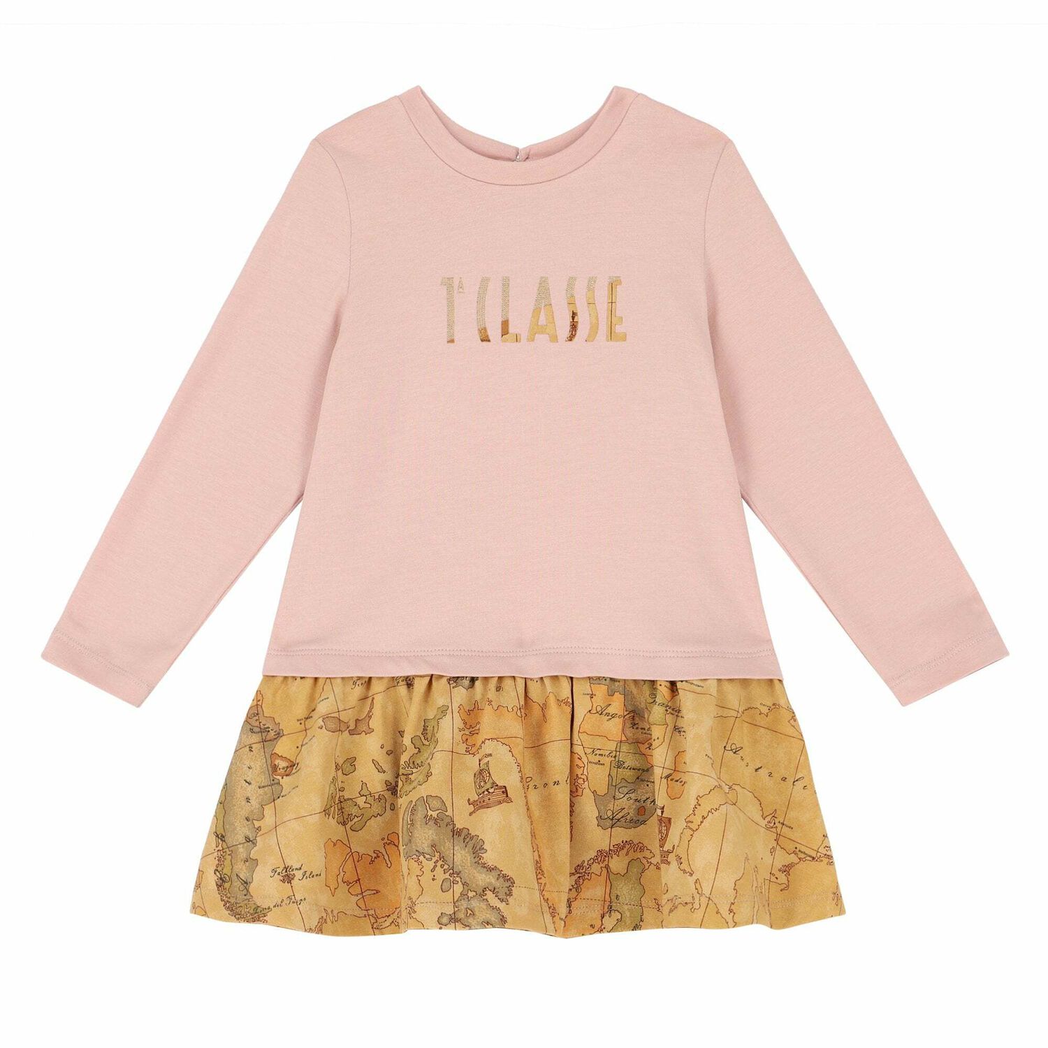 Girls Pink & Beige Geo Map Dress, 2, hi-res