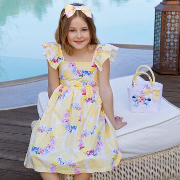 Girls Yellow Floral Dress