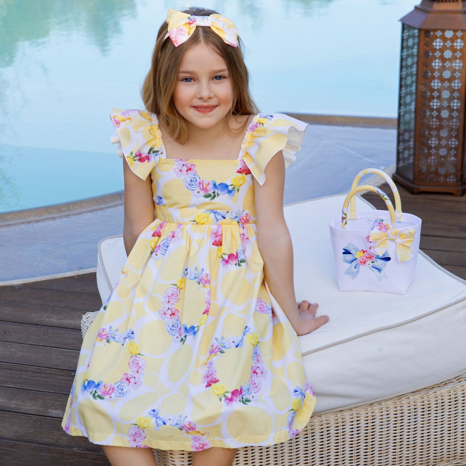 Girls Yellow Floral Dress, 1, hi-res image number null