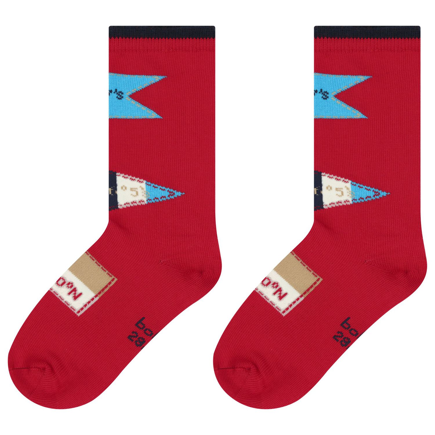 Boys Navy Blue & Red Socks ( 3-Pack ), 2, hi-res