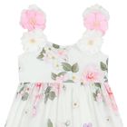 Girls White Flower & Butterfly Dress, 1, hi-res