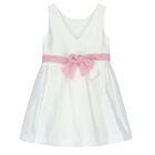 Girls White Satin Dress, 1, hi-res